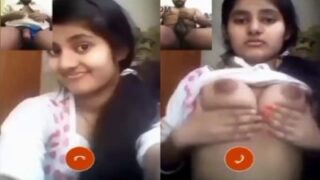 Large breasts are present in the video call sex