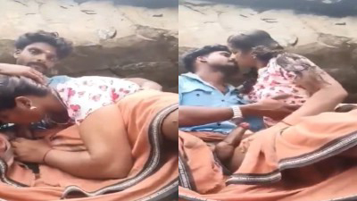 Couple outdoor kissing and lovely blowjob mms