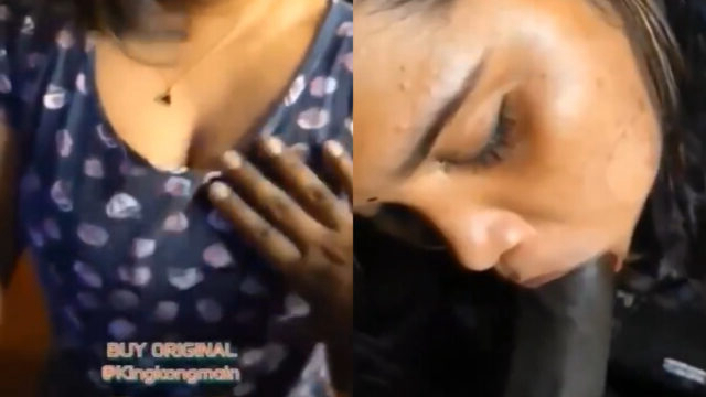 Dusky girl eating big black banana cock