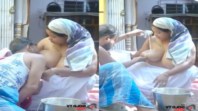 Milk man tasting milf by sucking aunty big boobs