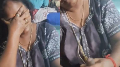 Village lady jerking dick with having fun talk