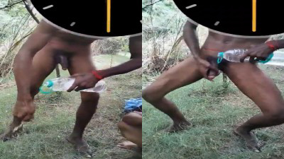 Gramathu man cleaning juicy cock on forest area